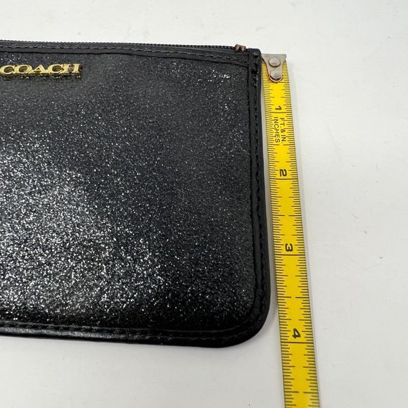 Coach wallet Black Glitter Wristlet coin ID purse gold hardware - Picture 9 of 14